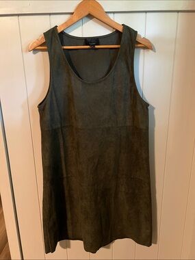 Lumiere Olive Green Suede-Look Sleeveless Mini Dress